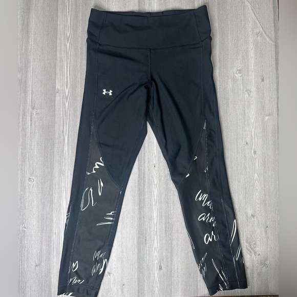 Under Armour Women’s Leggings - Ankle Length - Black w/Script - Medium - Picture 2 of 7